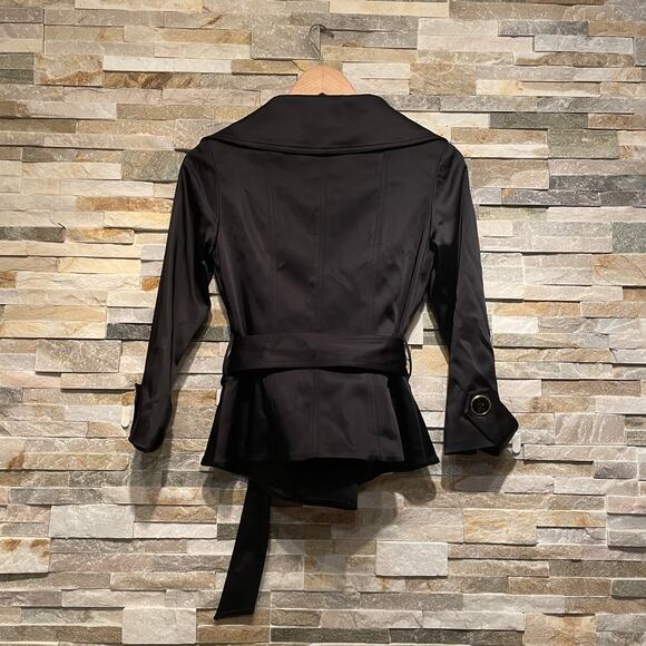 Cache XS Satin Blazer | Leopard Lining, Belted, Gold Buttons, Y2K Glam NWOT - Picture 5 of 9